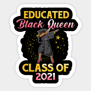 Dabbing Graduation Class Of 2021 Black Queen Girl Seniors Sticker